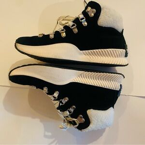 Women's Sorel Black Suede and White High-Top Sneakers